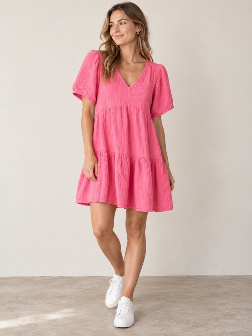 GAP Pink Crinkle Gauze Mini Dress – Medium